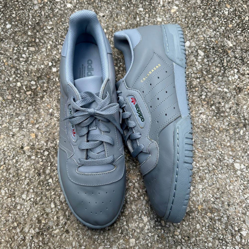 Adidas Yeezy Powerphase Calabasas Grey Leather Sneakers CG6422 Mens 10.5